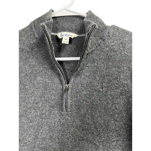 Boden Women's Pullover Quarter Zip Wool Blend Gray Sweater Medium - Picture 2 of 11